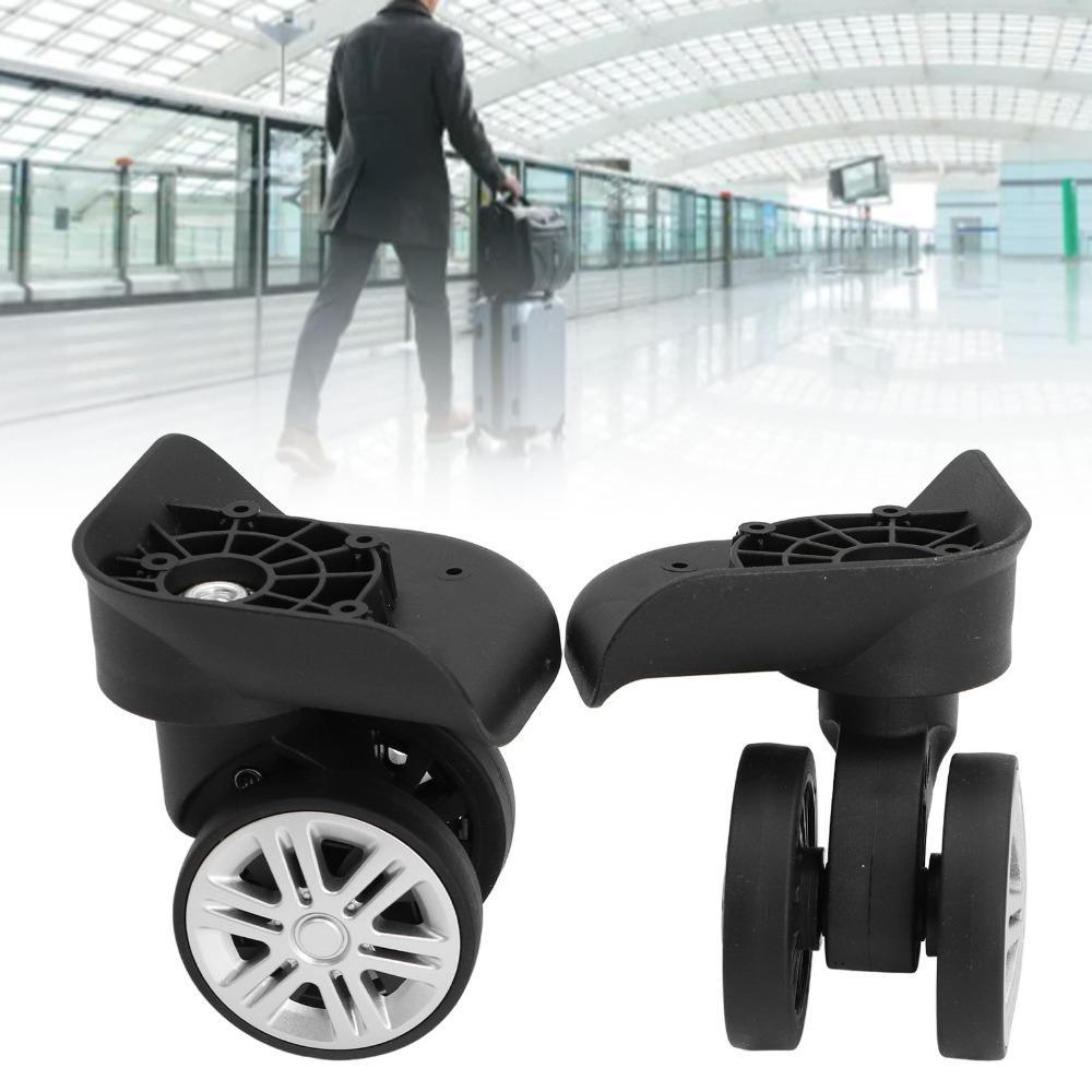 1 Pair Durable Mute Swivel Luggage Wheels Easy Installation Black Replacement Wheels Suitcase Wheels Trolley Suitcases