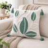 Boho Tufted Cushion Cover with Tassels, Cotton Linen Throw Pillow Cover, Modern Home Decorative Covers Case for Sofa Bed Couch, 18 x Inches