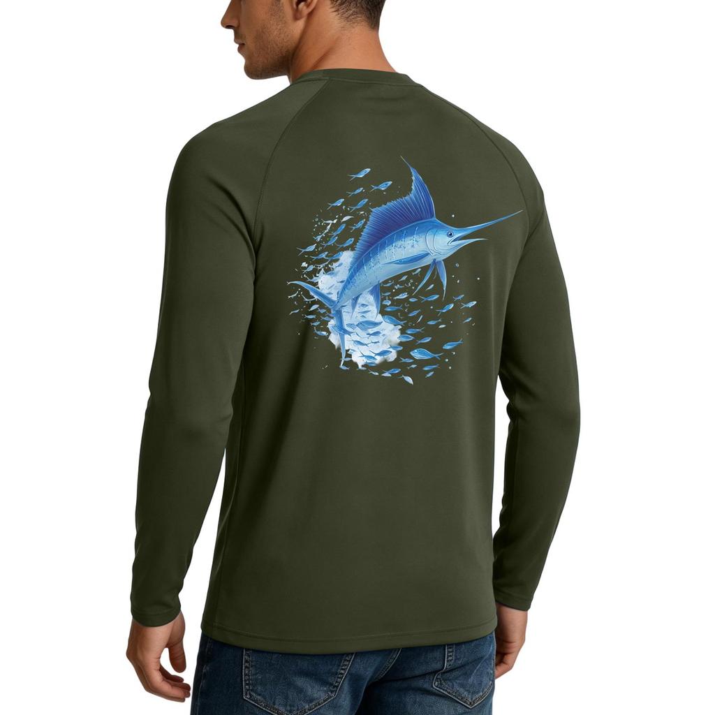 Men's Long Sleeve Sun Protection Shirt UPF50+ UV Resistant Lightweight Stretch Outdoor Fishing Running Sports Top