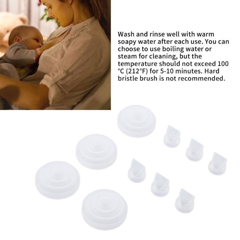 6pcs Duckbill Valves And 4pcs Membrane Prevents Backflow Washable Compatible Breastpumps Parts For M5