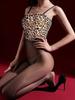 Sexy Ultra-Thin One-Piece Strap Leopard Lace Aurora Garter Stockings Erotic Black Silk Women Rompers Clothing Body Suits 51BI