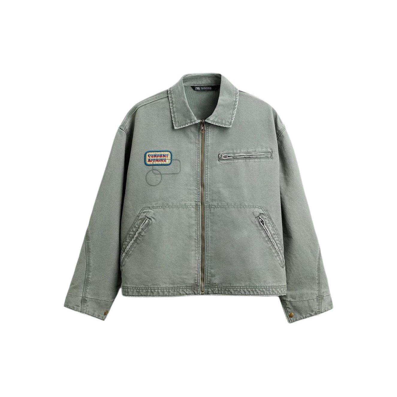 

Zara Casual American Style Patchwork Collar Jacket Men Jackets Gray 6987368-802 L