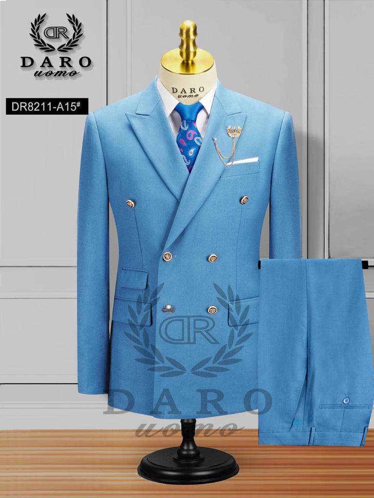 Men's Large Double-Breasted Wedding Suit & Groomsmen Two-Piece Set