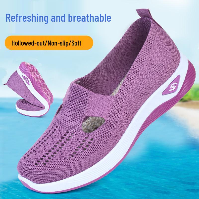 Breathable Plus Size Women's Mesh Casual Shoes - Comfortable Footwear for Middle-Aged & Elderly Moms