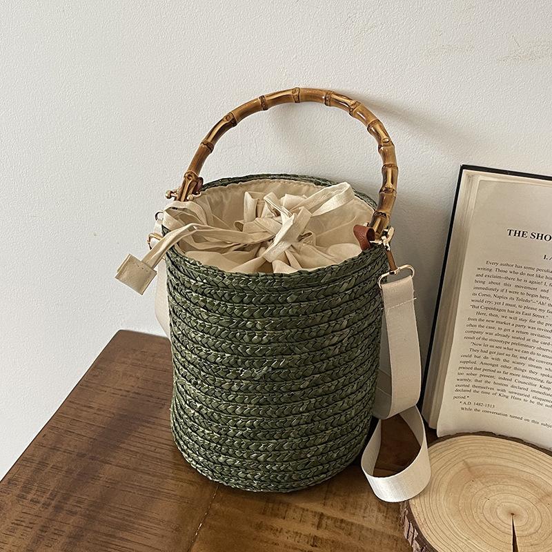 

Пляжная сумка женская 2025 новая модная нишевая сумка на плечо кроссбоди сумка-ведро соломенная сумка