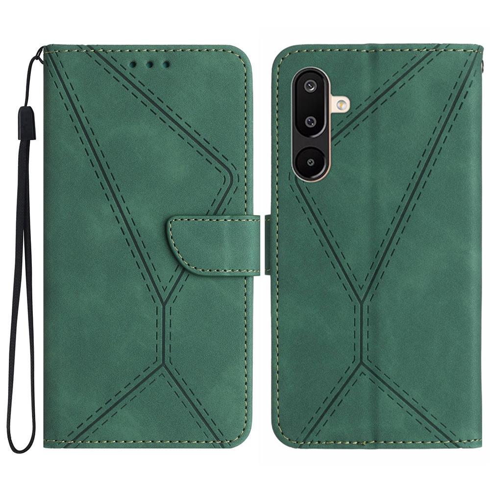 For Samsung Galaxy M16 5G/F16 5G Case Skin Touch Lines Imprinted PU Leather Flip Phone Cover