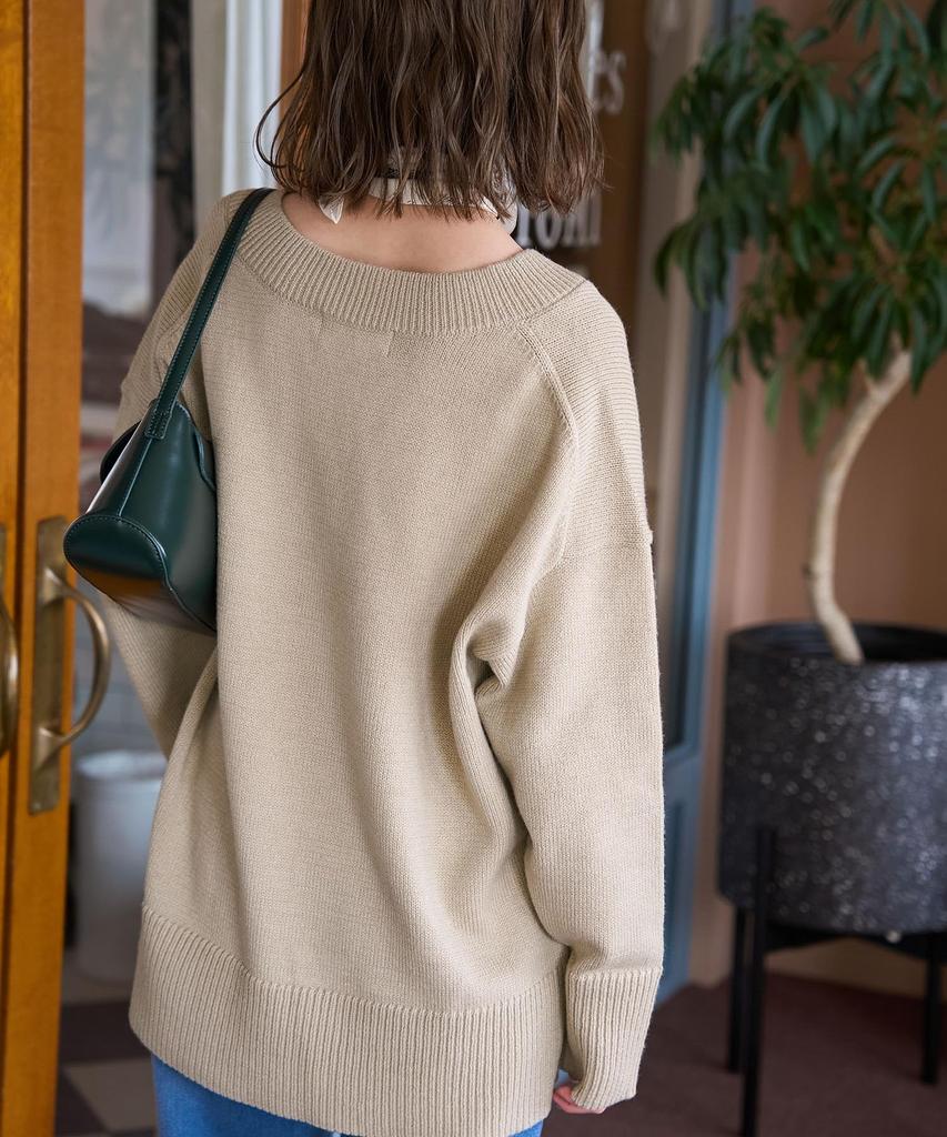 ROPE PICNIC Knit Pullover Knit Beige [WEB Exclusive] Mid-Gauge V-Neck Pullover/Anti-Static/Machine Washable, Women's, GDM64010, (27)