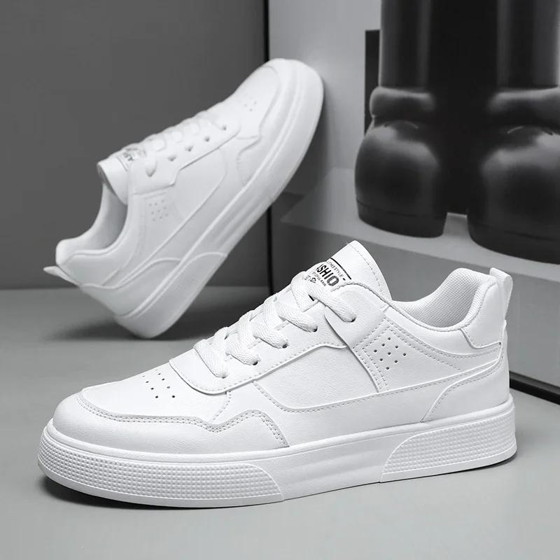 Leather Men Casual Sneakers Lightweight Mens Walking Running Shoes Outdoor Breathable Platform White Man Tennis Sports Shoes