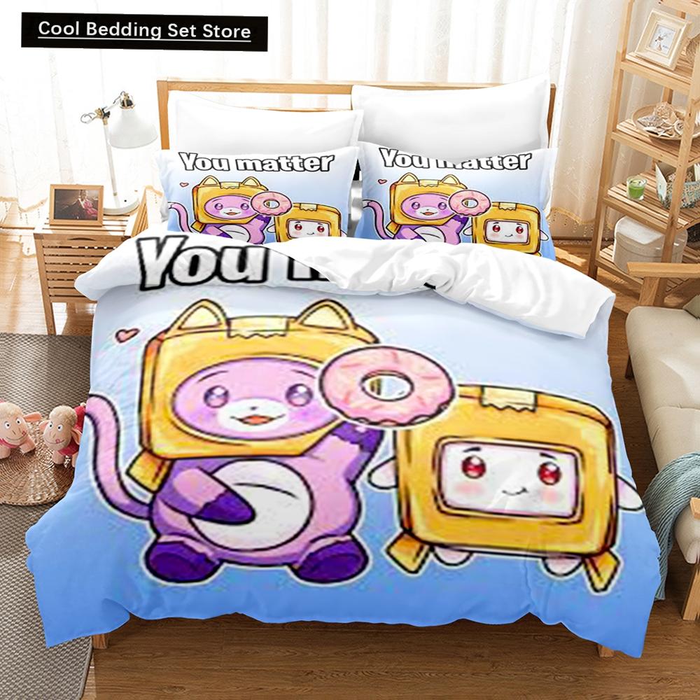 3D Print Anime  Lankybox 2/3PCS Bedding Sets Duvet Cover Set With Pillowcase Twin Full Queen King Bedclothes Bed Home Textiles