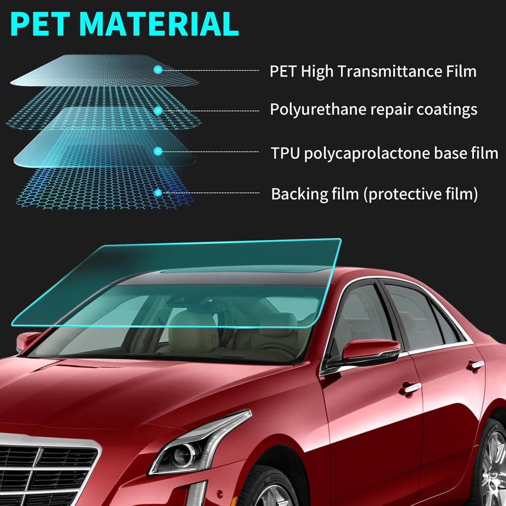 Windshield Tint Strip, 2 Pack Window Tint Car, 5% VLT Sun Shading Heat & UV Protection Windshield Solar Protection Film For Cars, Include 2 Squeegee,