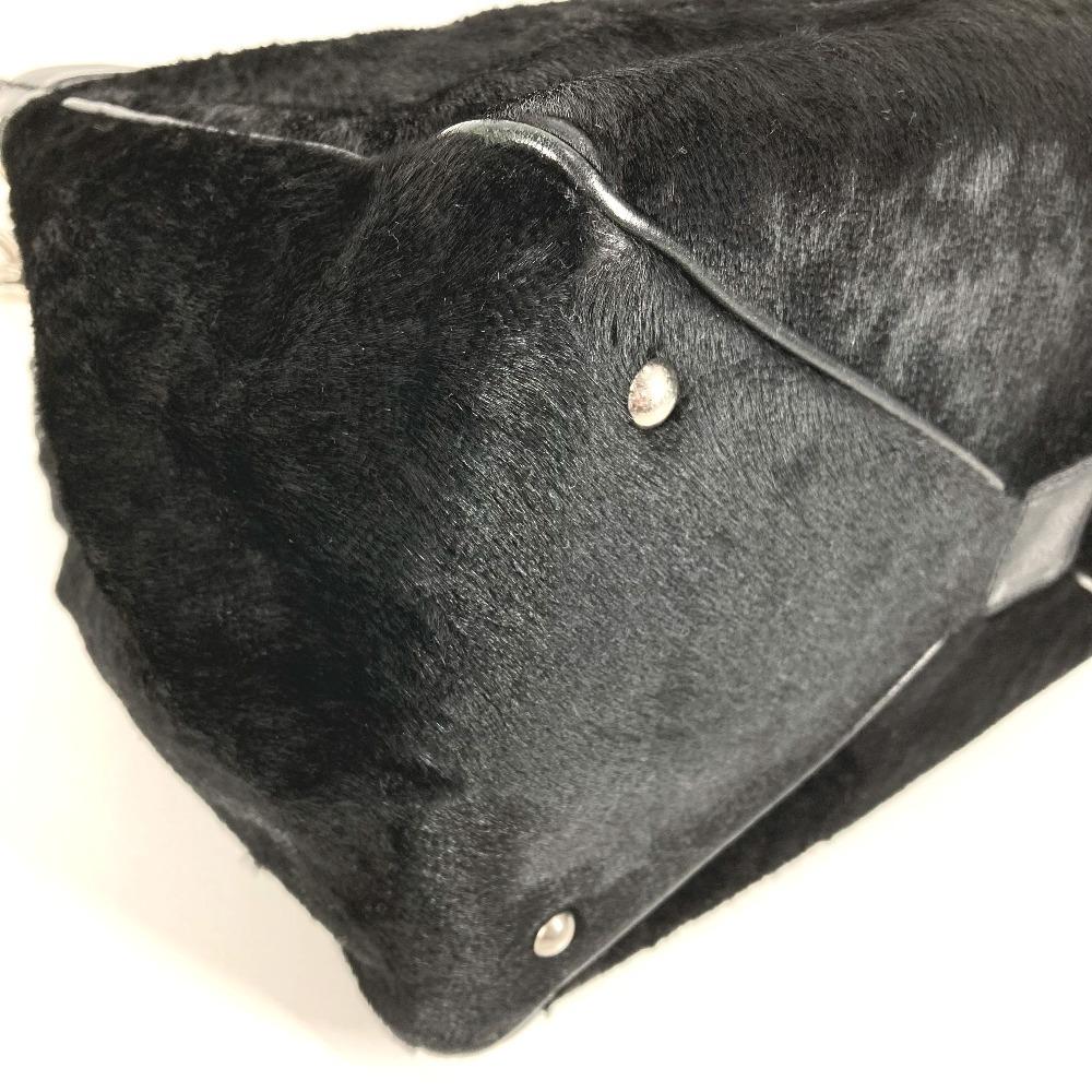 CHANEL Shoulder Bag Hand Bag Tote Bag Pony-Hair / Leather Black