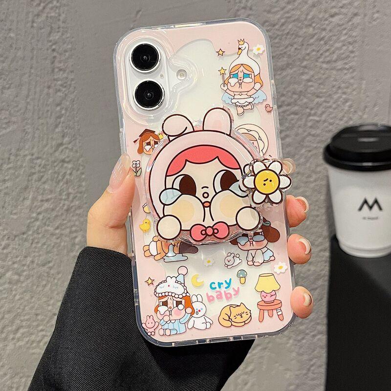 Cute Crying Doll Magnetic Phone Case IPhone 13 14 15 16 17 Series Dual-Sided IMD Back Cover Shockproof Scratch Resistant
