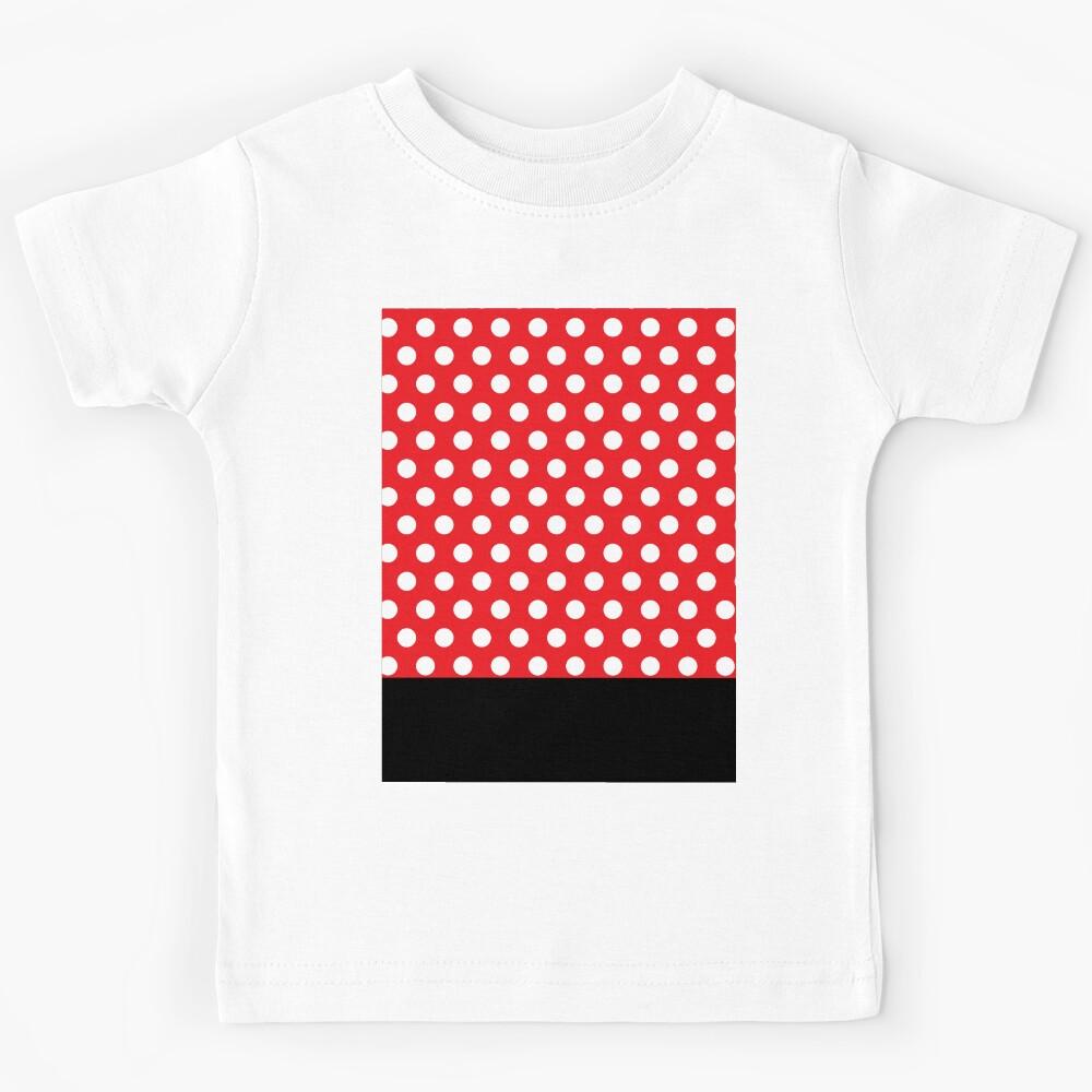 Rectangles and Polka Dots | Mixed Patterns | Black and Red Kids T-Shirt 130