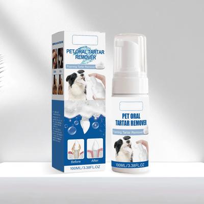 Spumă Remover Tartru Bucal pentru Animale de Companie 100ML Soluție Sigură de Îngrijire Dentară pentru Câini și Pisici Spumă Eficientă pentru Controlul Plăcii Bacteriene și Tartrului pentru Igiena Bucală a Animalelor de Companie