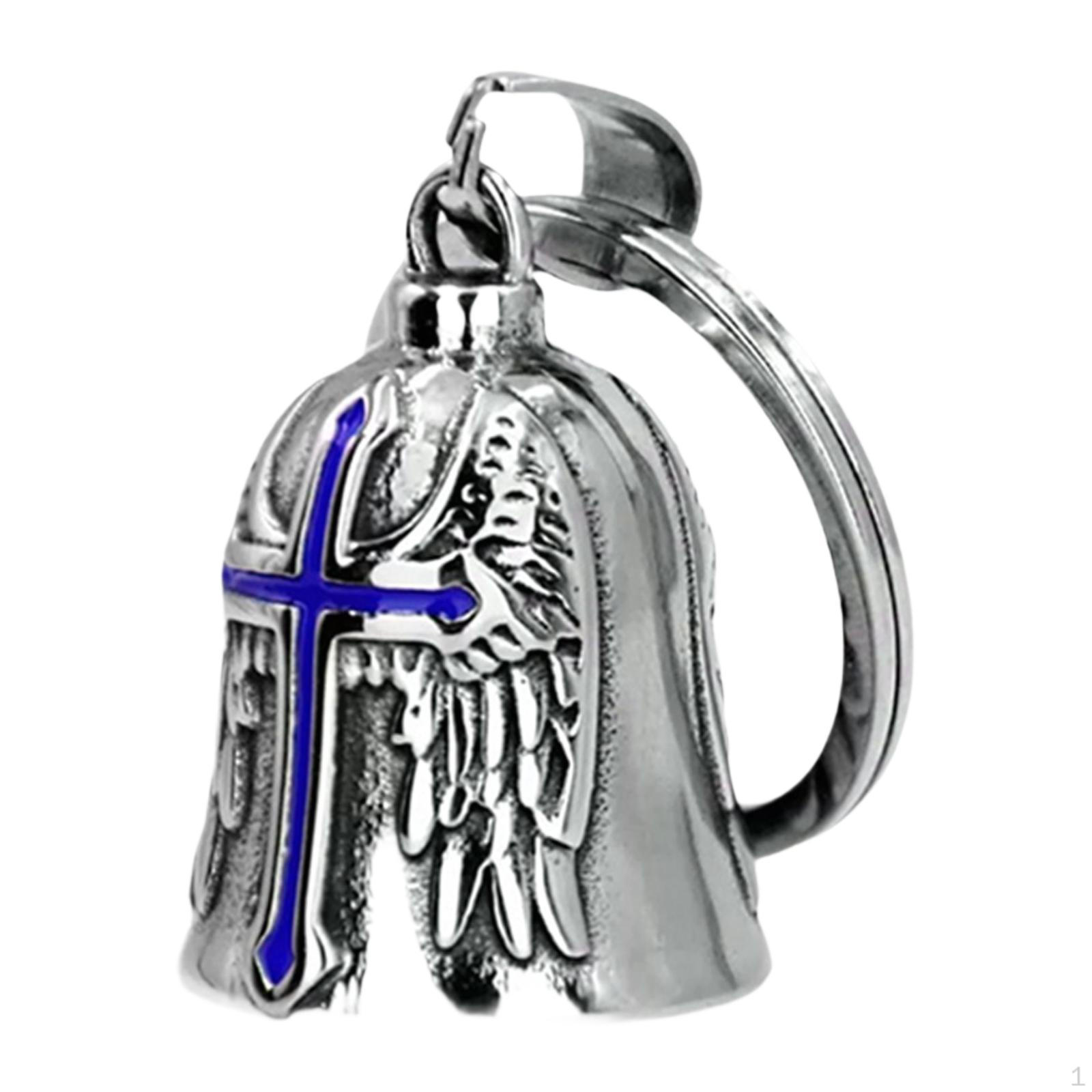 

Cross Motorcycle Bell Pendant Decoration Unique Gifts Keychain with Keyring for Riding Men синий