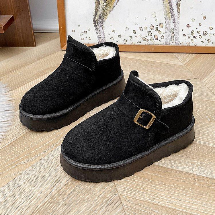 Women's Large Size Soft Sole Winter Warm Fur Snow Boots Padded Lined Ankle Boots Non-slip Hiking Sports Cotton Boots