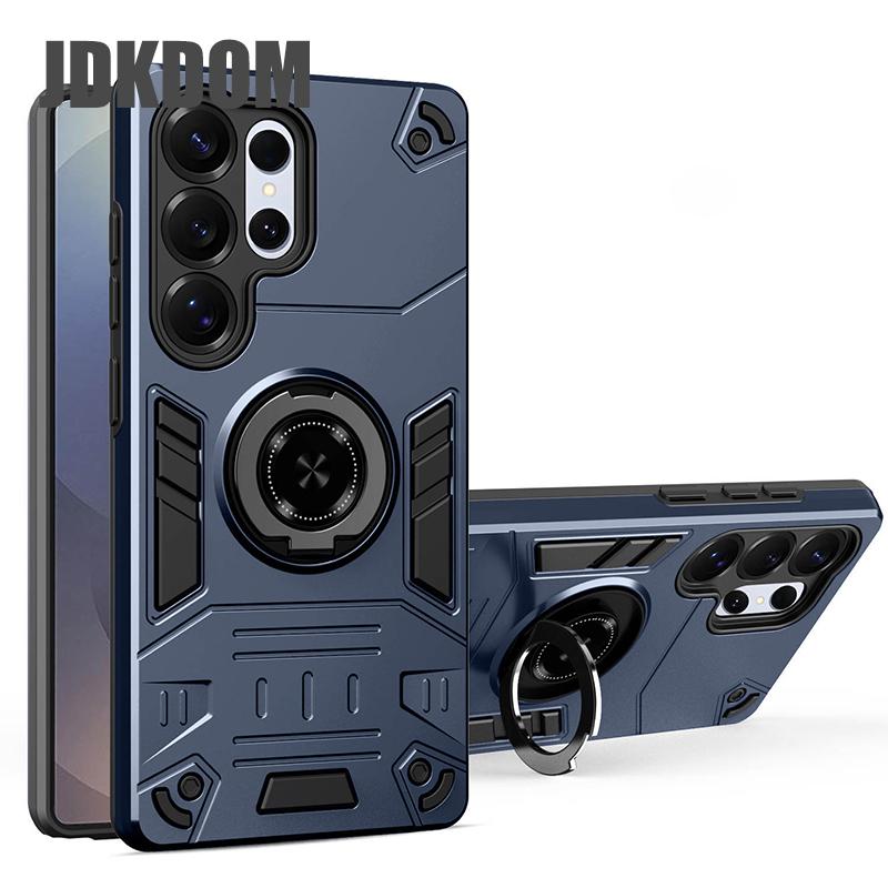 

JDKDOM Shockproof Metal Ring Invisible Bracket Phone Case For Samsung S25 Edge FE Plus Ultra A17 A07 A56 A36 A26 A16 A06 Cover Galaxy S25 Ultra синій