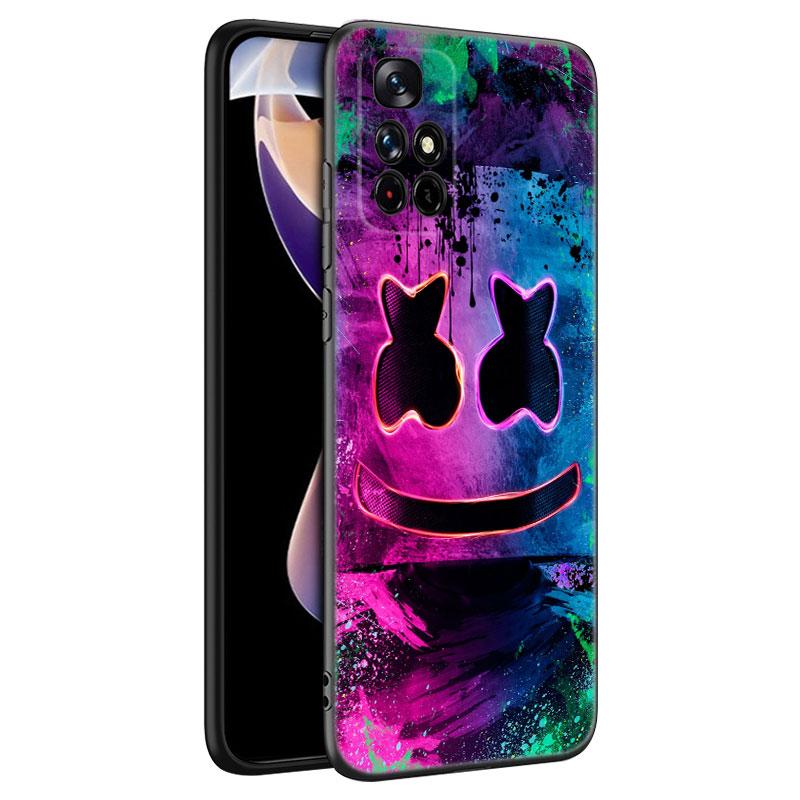 

DJ Marshmallow Black Silicone Phone Case For Xiaomi Redmi Note 10 11 11S 12 13 4G 8 9 11T Pro 5G Plus 8T 9S 10S 12S Redmi Note12 ProPlus