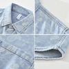 Japanese-Style Denim Print Turn-Down Collar Long-Sleeve Shirt for Men, Loose Casual Stylish Top Jacket for Spring and Autumn