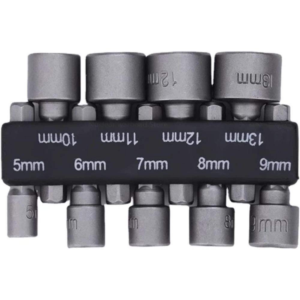 9pcs/set 5mm-13mm Hex Sockets Sleeve Nozzles Nut Driver Set Screwdriver Set Schroevendraaier Set Bits Sets Tools Socket Wrenches