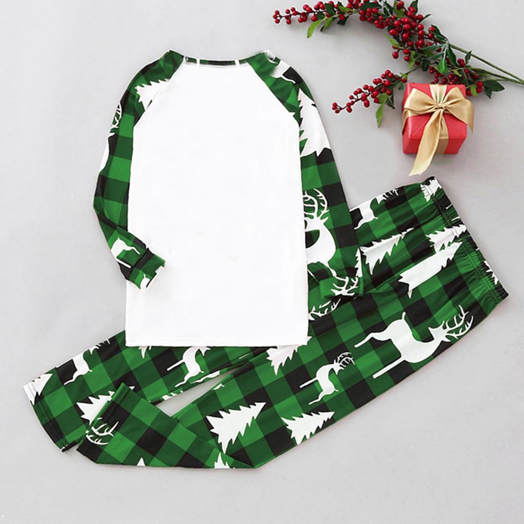 Christmas Print Neck Long Sleeve and Pants Matching Family Loungewear Set
