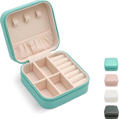 Portable Mini Jewelry Storage Box Travel Organizer Jewelry Case Leather Storage Earrings Necklace Ring Jewelry Organizer Display