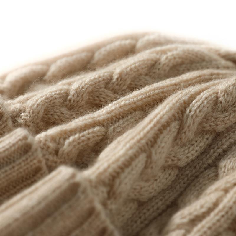 Cashmere Autumn and Winter New Style Women's High End Knitted Outdoor Warm Jacquard Ear Protection Hat Knitted Casual Baotou Hat