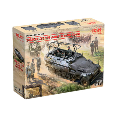 

ICM 1/35 German Army Sd.Kfz.251/6 Ausf.A Armored Command Vehicle with Crew Plastic Model 35104