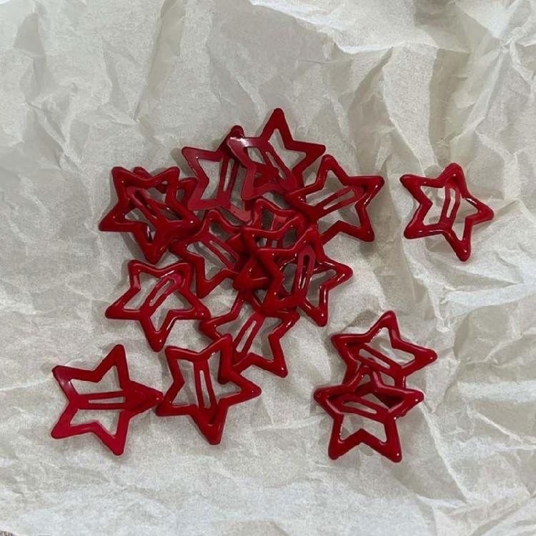 20 Pcs Sweet Cool Hair Clip Red Star Hairpins Styling Hair Accessories Snap Clip