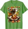 Meditating Koala Autumn Leaves Graphic Tee Men Women Casual Soft Cotton T-Shirt