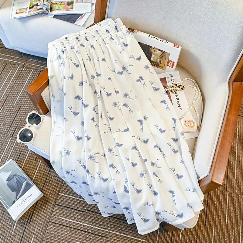 Womens Floral Print High Waist Long Maxi Skirt S