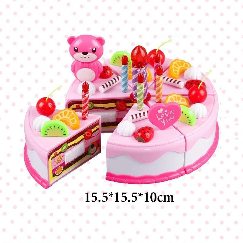 Delightful Pretend Role Play Kitchen Toy Happy Birthday Cake Set For Kids Imagination