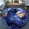 Blue Raven Round Area Rug,Carpet Rug for Living Room Bedroom Sofa Playroom Decor,Non-slip Floor Mat
