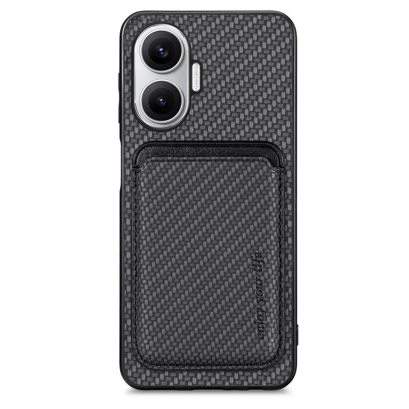 For POCO F7 G  Wallet Card Holder Cover for Xiaomi POCOF7 Redmi Turbo 4 Pro Wireless Charger Magnetic Carbon Fibre Case