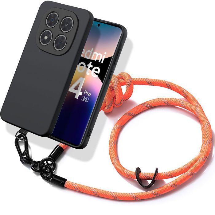 Case for Xiaomi Redmi Note 14 Pro 5G (not for 4G), Silicone Anti-Scratch with Orange Lanyard