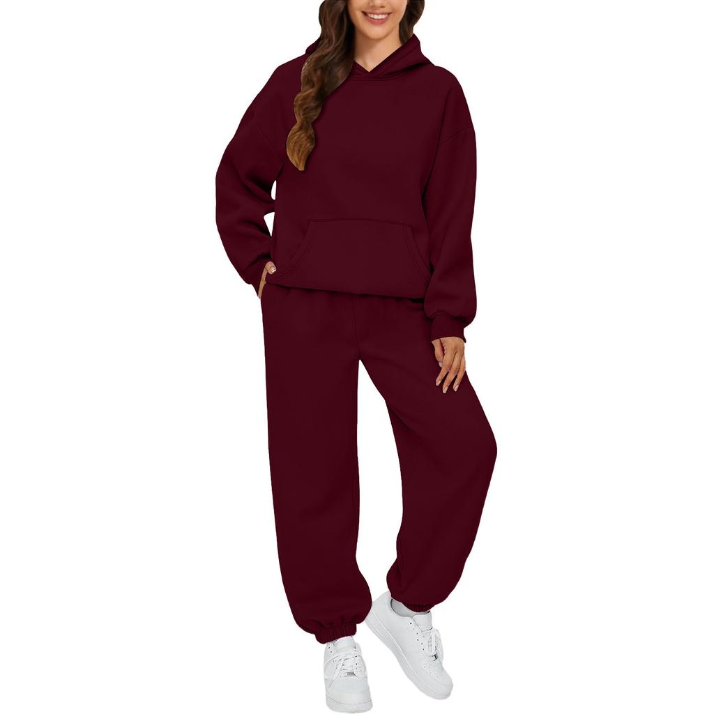 Women's Fall/Winter Casual Two-Piece Set Hooded Sweatshirt and Sweatpants
