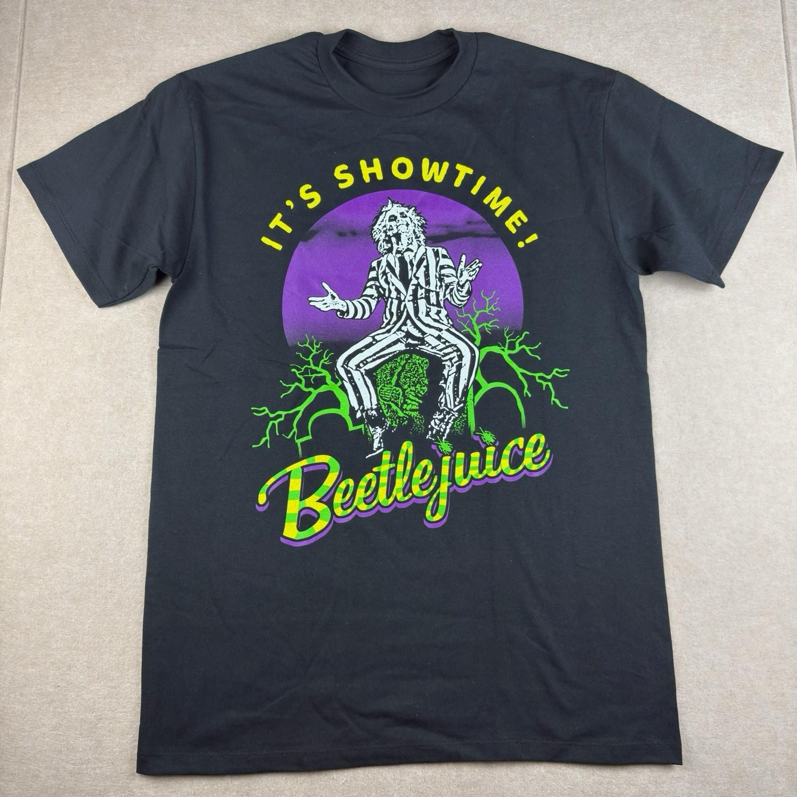 Beetlejuice It s Showtime T Adult M Black Horror Movie Tee Tim Burton Unisex T-Shirt XXXL