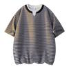 Retro Striped T-shirt Men's Summer Loose V-neck Half-sleeved T-shirt Men's Top