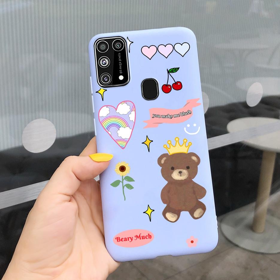For Samsung Galaxy M31 Case SM-M315F Cute Bear Cartoon Painted Cover Phone Case For Samsung M31 M 31 GalaxyM31 Bumper Soft Funda