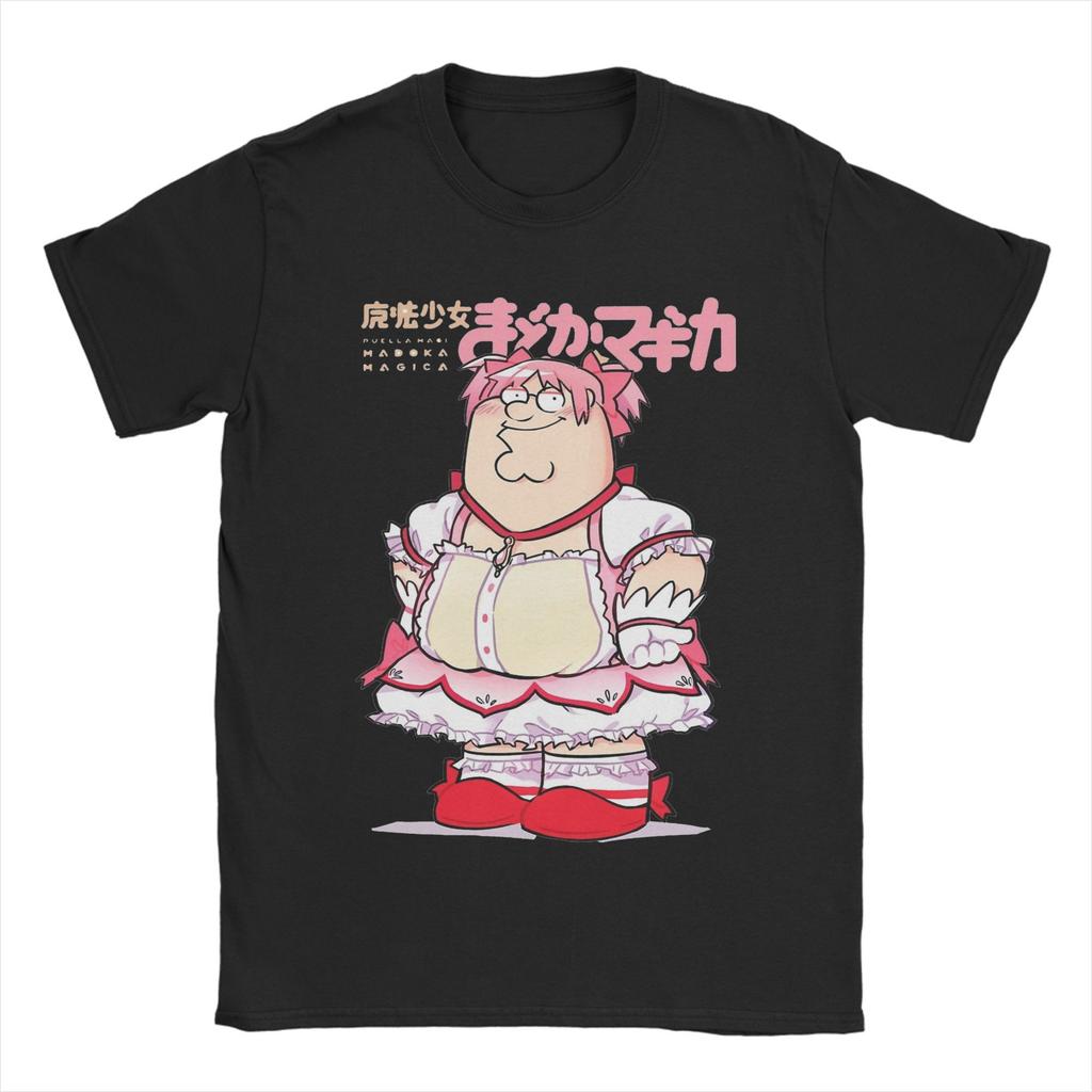 Puella Magi Madoka Magica Qbey Tshirts Men's Cotton Tops Priting Cute Kyubey Anime Round Neck Short Sleeve