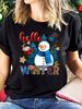 Hello Winter SnowUnisex Graphic TShirt for Women Casual Round Crew Harajuku Sleeve Casual Tshirt Clothing Street Aesthetic Clothes