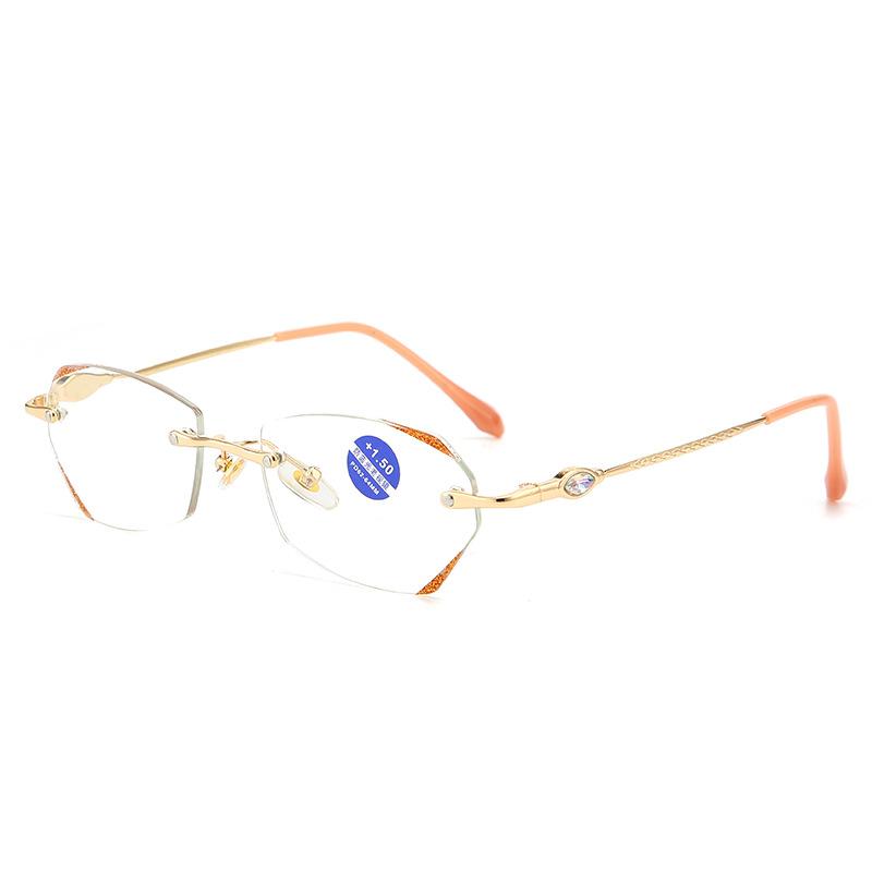 Elderly-friendly Lightweight Glasses, Stylish for Commuting, Ultra-light Frameless Diamond-cut Anti-blue Light Presbyopic Metal Glasses