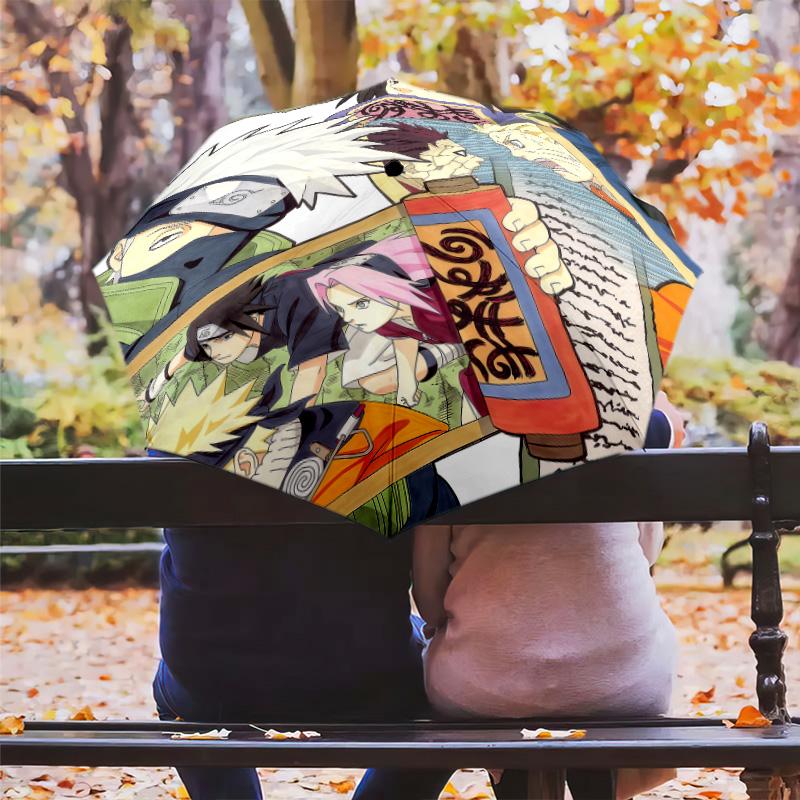 1 PC Automatic Folding Umbrella - Naruto Team Battle Pattern Portable Foldable Design With 8 Ribs Christmas Birthday Gifts