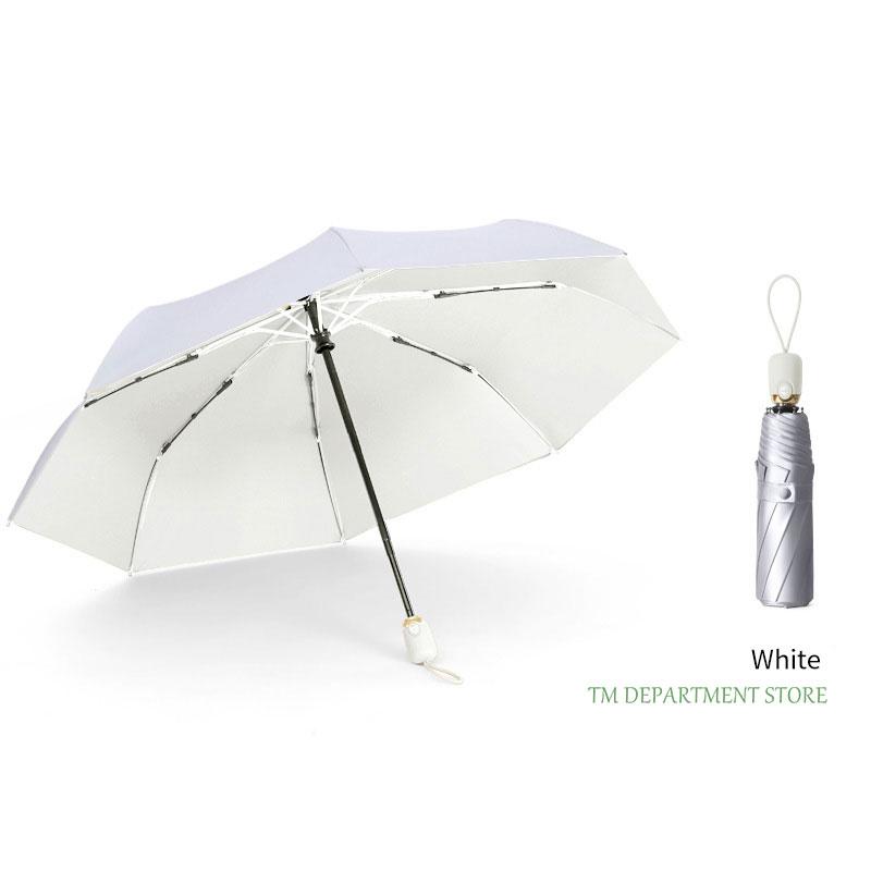 Multi-Color Windproof Umbrella for Men and Women, Titanium Silver, Travel Rain Sun, Fully Automatic, 3 Folding, UV, 8 Ribs