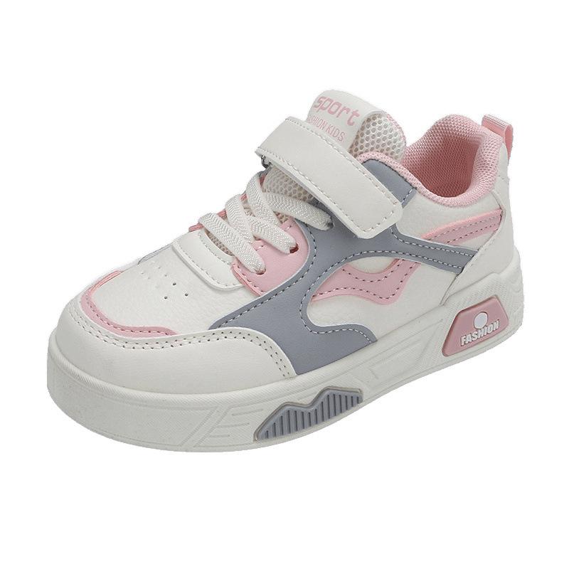 2025 Autumn New Children's Leather Sneakers Academy Style Boys Middle Children's Little White Shoes Girls' Casual Shoes