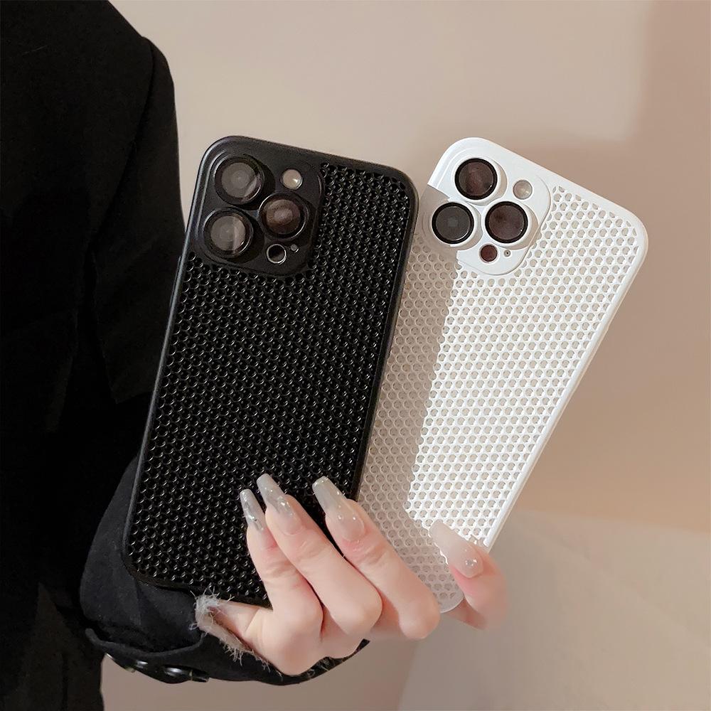 Mesh shell for heat dissipation suitable for 15ProMax phone case, breathable iPhone14 full cover, 12 Apple 13 anti-drop XR hard case