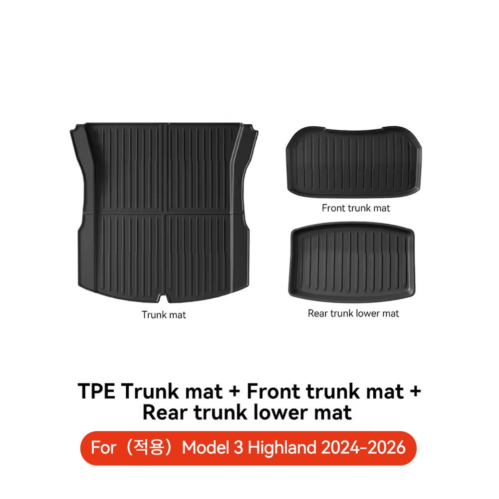 AMM1 YZ For Tesla 2024-2026 Highland Model 3 Whole TPE Floor Mats Waterproof Anti-Slip Mat Foot Pads Rear Trunk Mat Car Accessorie