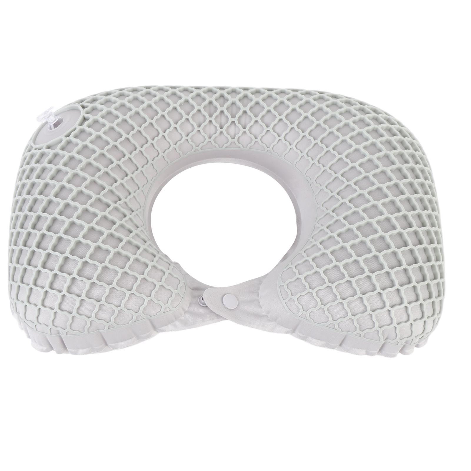 

Inflatable Travel Neck Pillow Press to Inflate Lightweight Portable U Shaped Headrest Cushion for Office Airplane Train светло-серый