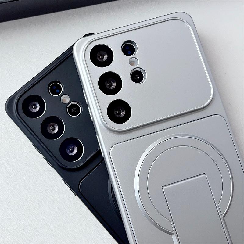 Large-Window Magnetic Case With Holder For Samsung Galaxy S26 S25 S24 S23 Ultra Plus S23 FE For Magsafe Wireless Charging Cover