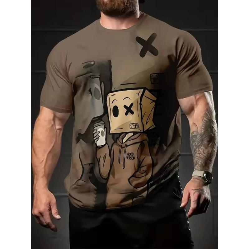 

Ретро мужская футболка 3D Ретро принт Короткий рукав Полосатый топ Модная масляная футболка Мужская летняя футболка Футболка оверсайз XS